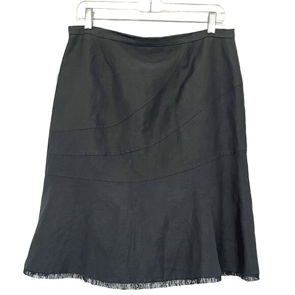 BCBGMaxAzria black linen blend fit and flair eyelash hem skirt size 8 - Picture 4 of 9